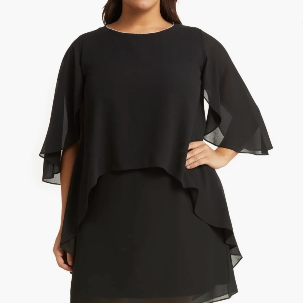 NWT Marina overlay dress in black 22W